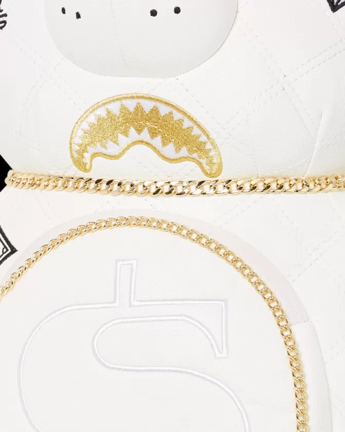 Zaini Eleganti a Forma di Orsacchiotto con Catena Dorata - Collezione MoneyBear Stile Riviera Bianco