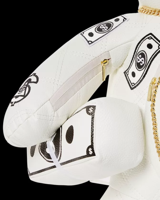 Zaini Eleganti a Forma di Orsacchiotto con Catena Dorata - Collezione MoneyBear Stile Riviera Bianco