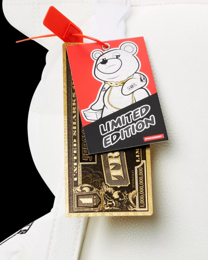 Zaini Eleganti a Forma di Orsacchiotto con Catena Dorata - Collezione MoneyBear Stile Riviera Bianco