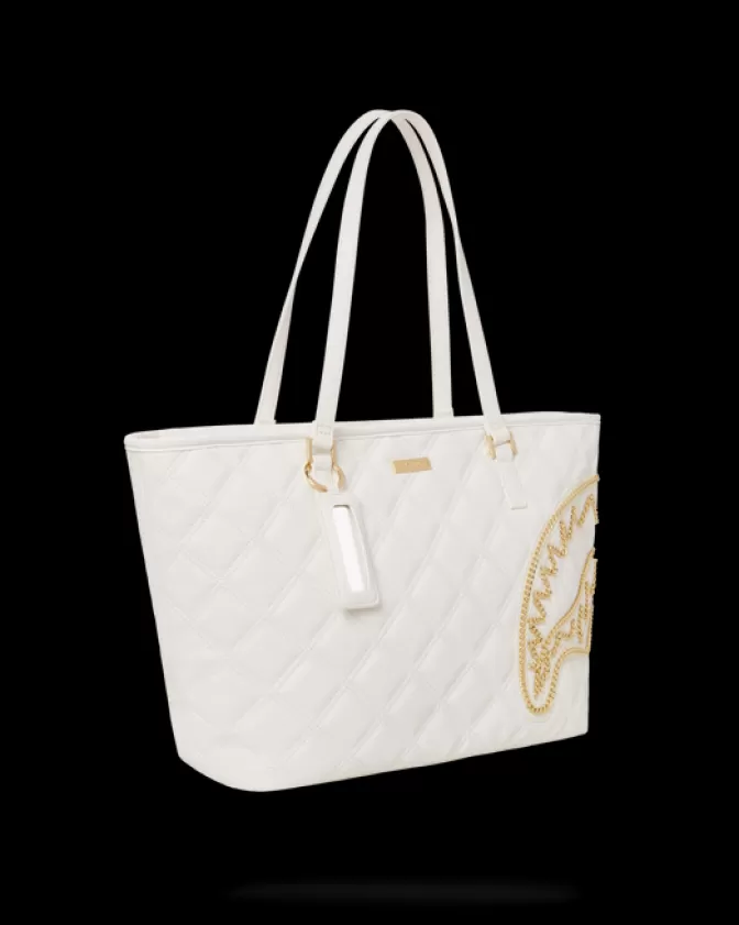 Borsa Iconica Sprayground con Catena Dorata - Edizione Limitata Shark Motif Riviera Le Blanc