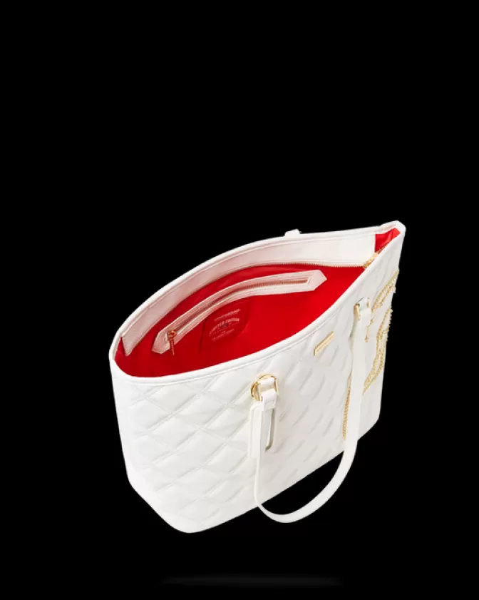 Borsa Iconica Sprayground con Catena Dorata - Edizione Limitata Shark Motif Riviera Le Blanc