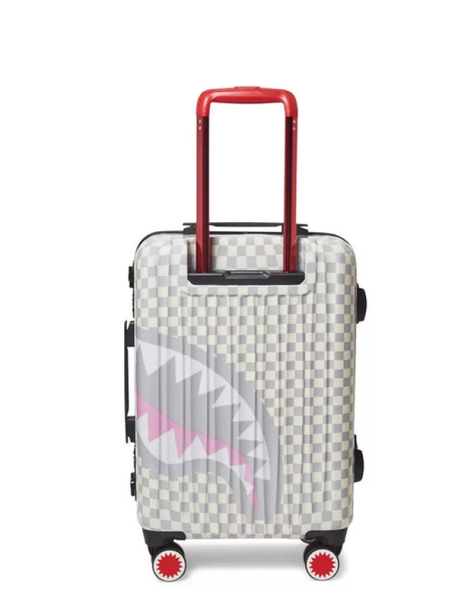 Valigia Cabina Rigida Sprayground - Design Sharknautics con Stampa Rosa Palazzina, Bagaglio a Mano Elegante per Viaggi Stilistici