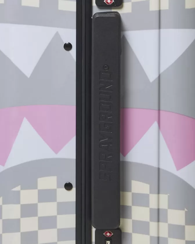 Valigia Cabina Rigida Sprayground - Design Sharknautics con Stampa Rosa Palazzina, Bagaglio a Mano Elegante per Viaggi Stilistici