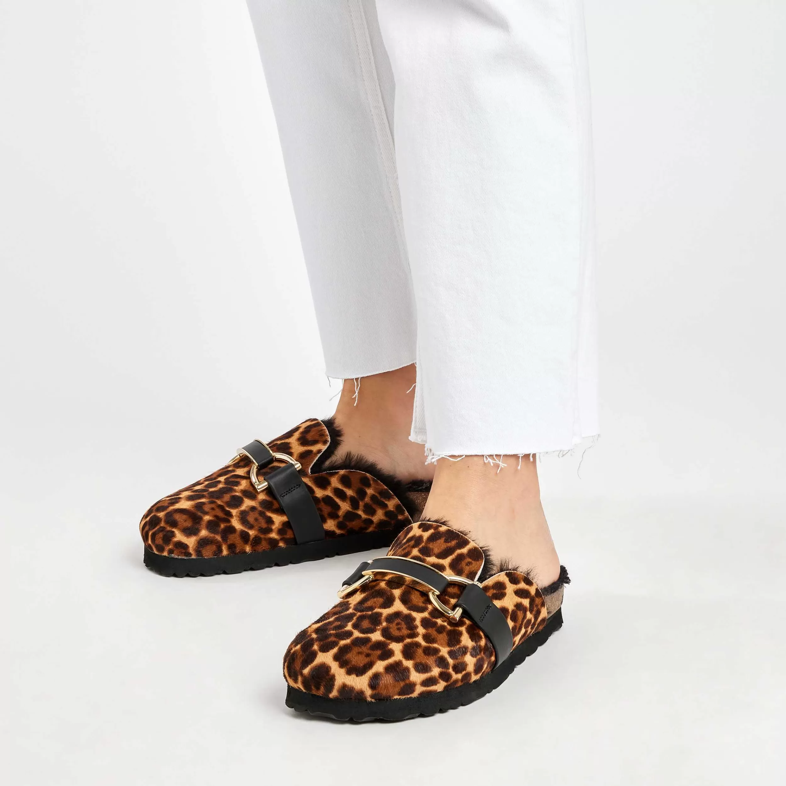 Sandali Donna Eleganti in Vera Pelle con Effetto Ponyhair - Stile Classico con Fibbia Decorativa a Forma di Fibia