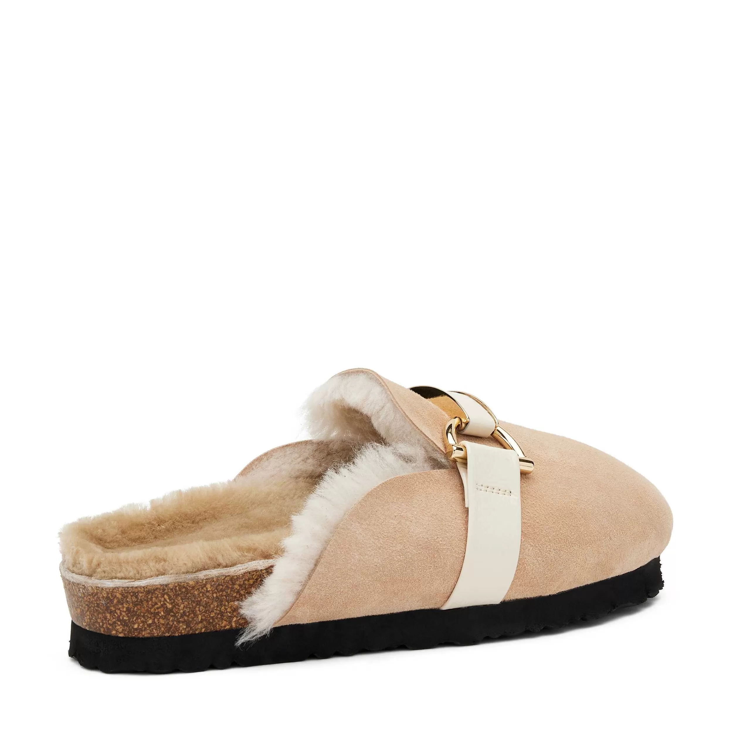 Pantofole Donna in Pelle d'Agnello con Fibbia Decorativa - Zoccoli Comodi con Design Classico e Suola Morbida