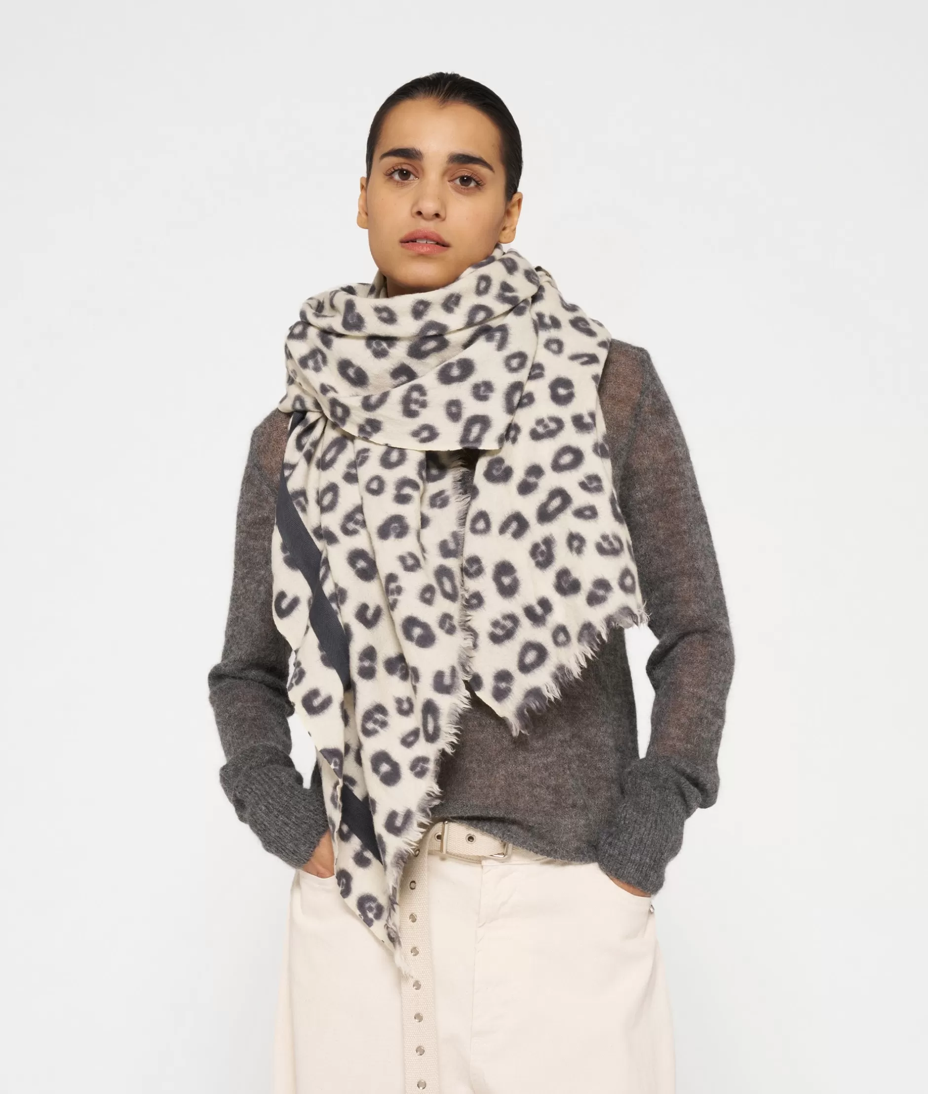 Sciarpa Leopardo in Lana Cotta Damen 10DAYS - Foulard Invernale con Stampa Animalier, Accessorio Moda Autunno-Inverno