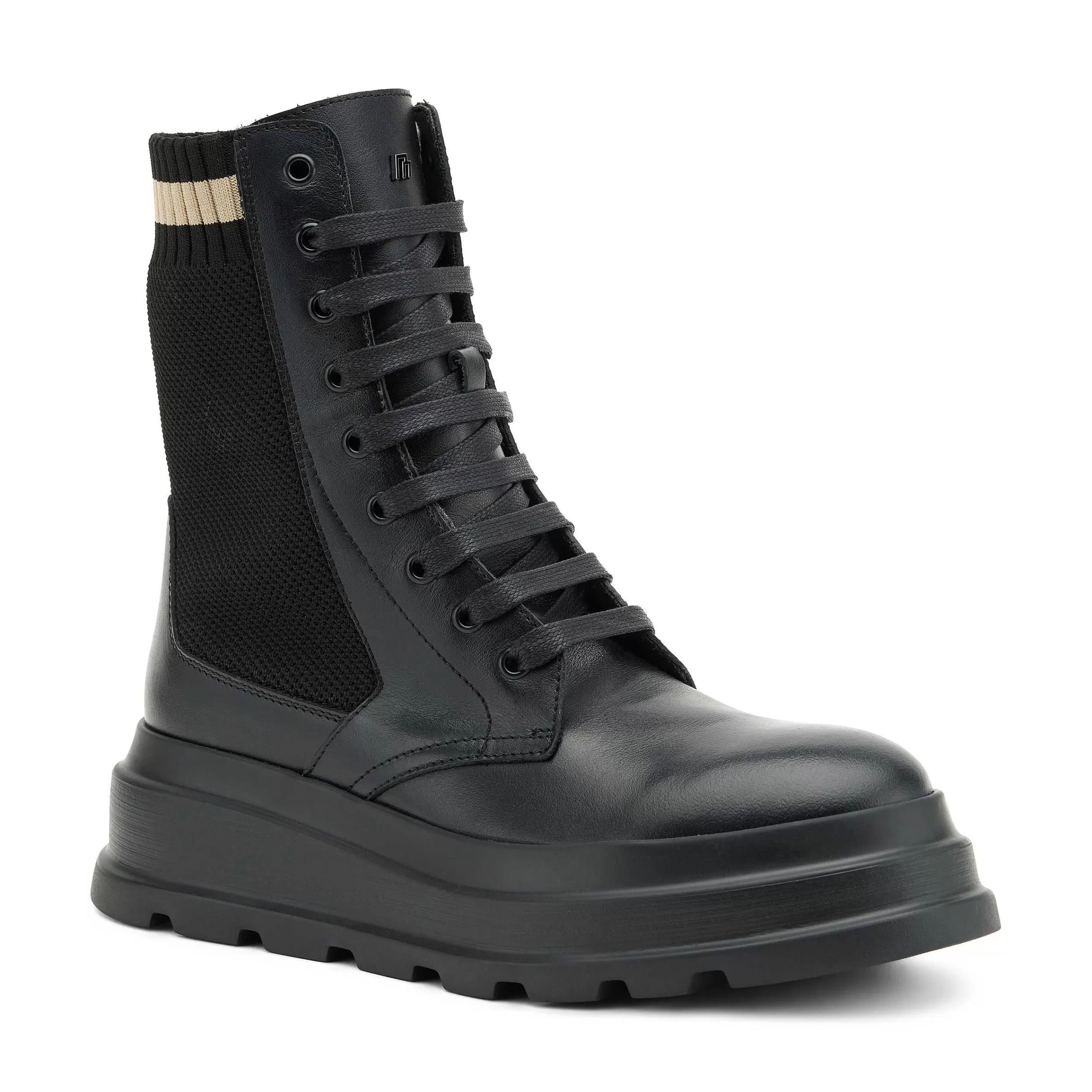 Stivali Donna con Lacci in Pelle e Dettagli Tessili - Design Elegante e Comfort Ottimale