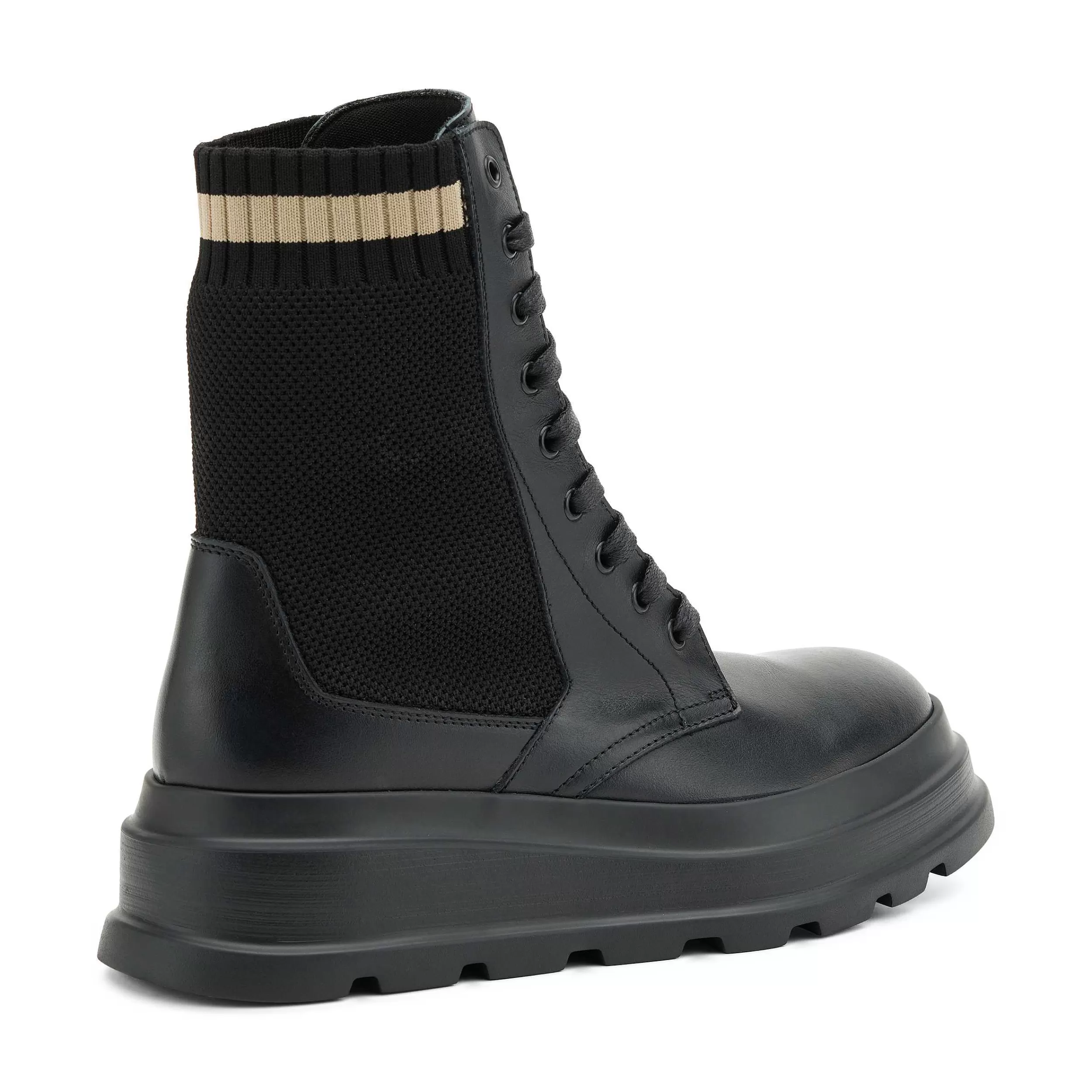 Stivali Donna con Lacci in Pelle e Dettagli Tessili - Design Elegante e Comfort Ottimale