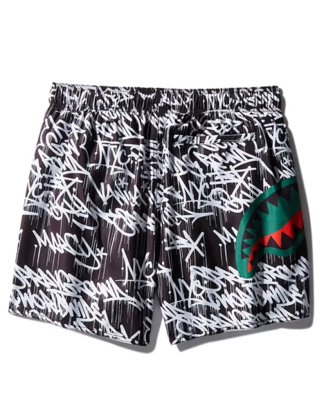 Sprayground Shorts Nuoto Uomo - Graffiti Shark Design, Stile Urbano con Motivo Squalo Dinamico