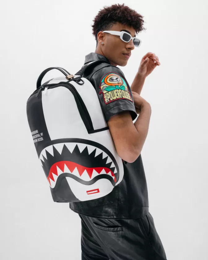 Zaino Sprayground Shark Central a Doppio Scomparto - Design Unico in Nero e Bianco (DLXV)