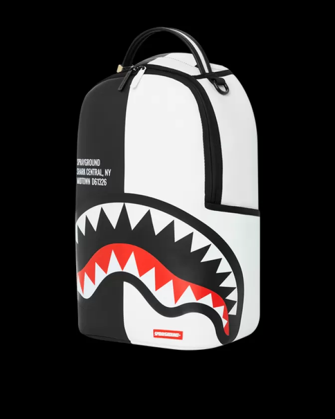 Zaino Sprayground Shark Central a Doppio Scomparto - Design Unico in Nero e Bianco (DLXV)
