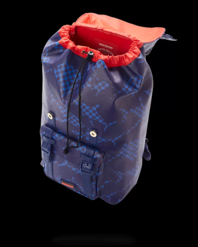Zaino Sprayground Hills con Stampa Squalo Check - Design Casual in Tonalità Blu Marino per Uso Quotidiano