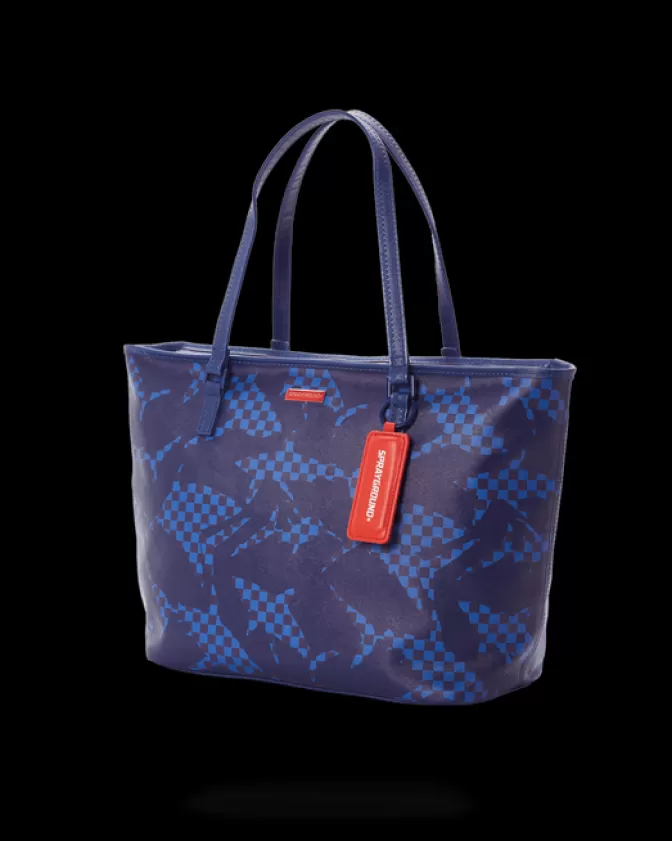 Sprayground Borsa a Tracolla con Stampa Squalo a Quadri - Design Unisex in Blu Marino