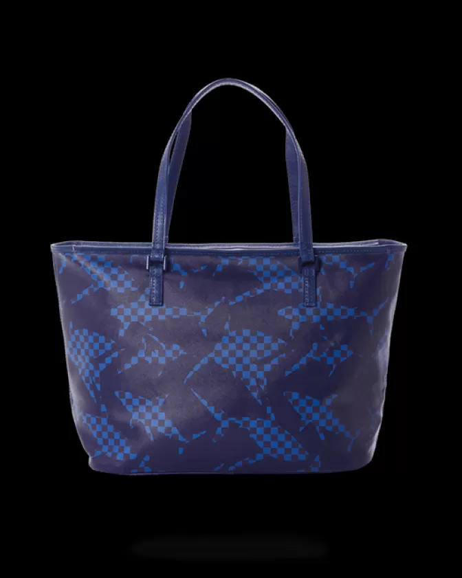 Sprayground Borsa a Tracolla con Stampa Squalo a Quadri - Design Unisex in Blu Marino