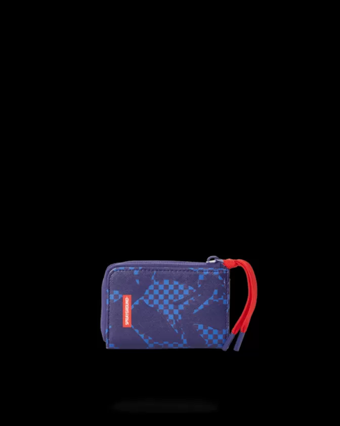 Sprayground - Portafoglio Limited Edition con Stampa Squalo e Dettagli Metallici, Blu Elettrico, Stile Urbano