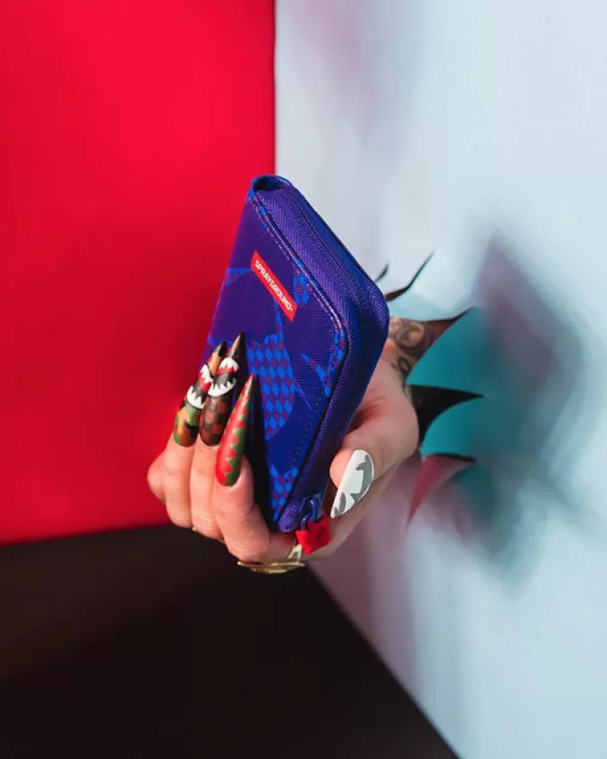 Sprayground - Portafoglio Limited Edition con Stampa Squalo e Dettagli Metallici, Blu Elettrico, Stile Urbano