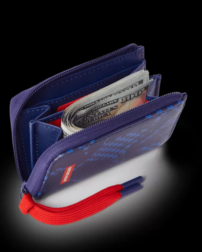 Sprayground - Portafoglio Limited Edition con Stampa Squalo e Dettagli Metallici, Blu Elettrico, Stile Urbano