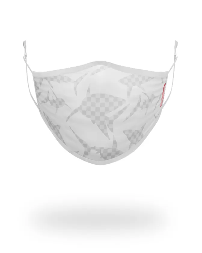 Mascherina Sprayground Stampa Squalo - Grigia a Quadri Bianca