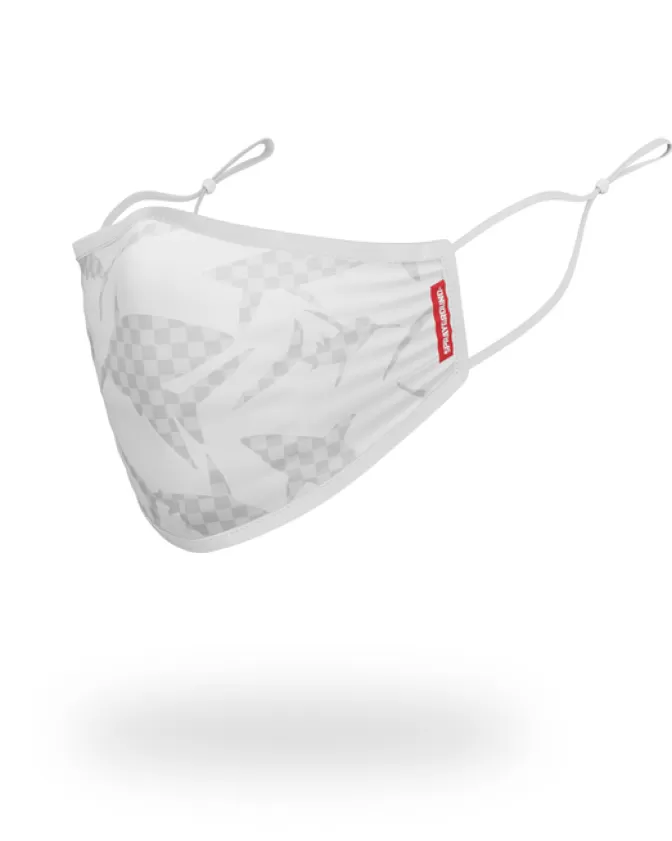 Mascherina Sprayground Stampa Squalo - Grigia a Quadri Bianca