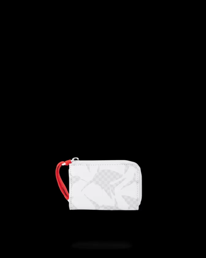 Portafoglio Streetwear Sprayground - Design Squalo Bianco con Stampa Checker, Impermeabile e Multifunzionale