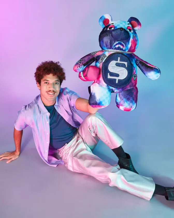 Zaini Sprayground con Orsacchiotto Peluche - Collezione Sharkclub Elettronica, Design Moneybear per Bambini e Ragazzi, Stile Urbano con Tasche Funzionali, Modelli Unisex con Chiusura Sicura, Portaoggetti a Forma di Teddy Bear