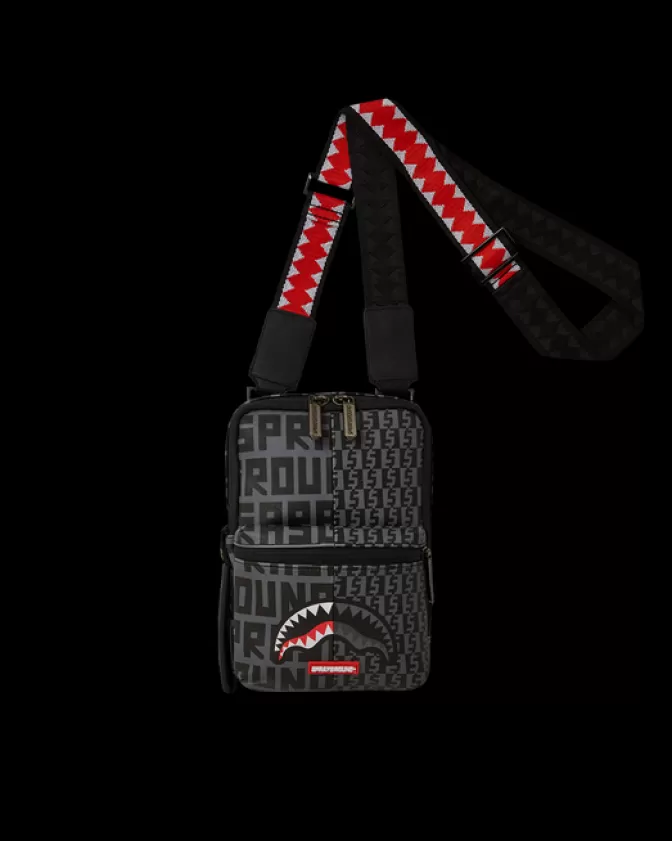 Borsa Messenger Stealth Sprayground SLINGS - Tracolla Compatta con Design Sharkfinity e Stile Pilota, Praticità Futuristica

（：，，