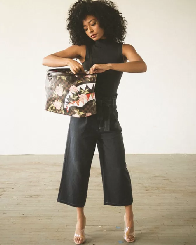Borsa Sprayground SHARKFLOWER: Design Unico con Stampa Squalo e Fiori, Ideale per lo Shopping o il Tempo Libero