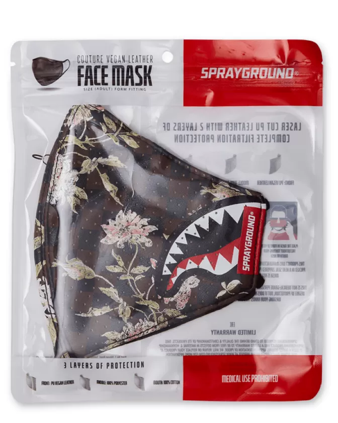 Mascherine Sprayground Unisex - Modello Squalo e Fiori in Ecopelle Vegana Antiallergica