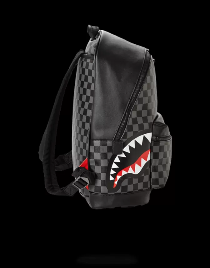Zaini Urbani Sprayground Savage - Design Squali Parigi con Stampa a Scacchi Nero (Edizione Limitata)