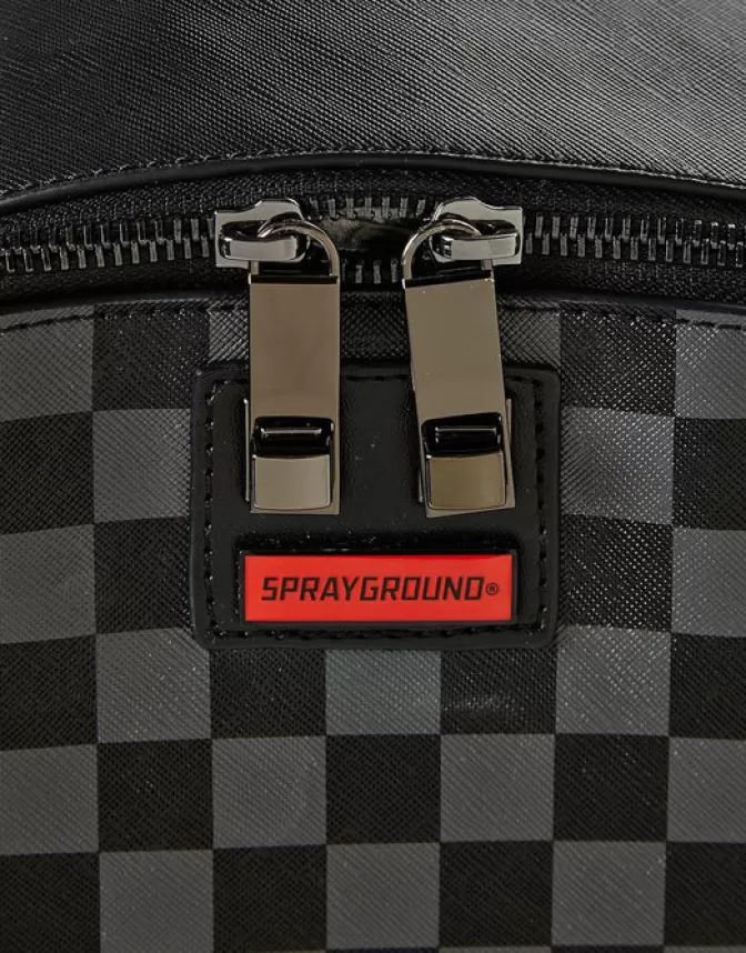 Zaini Urbani Sprayground Savage - Design Squali Parigi con Stampa a Scacchi Nero (Edizione Limitata)