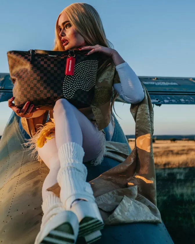 Sprayground Borsa Tote con Stampa Squali nella Città della Luce - Edizione Polaris