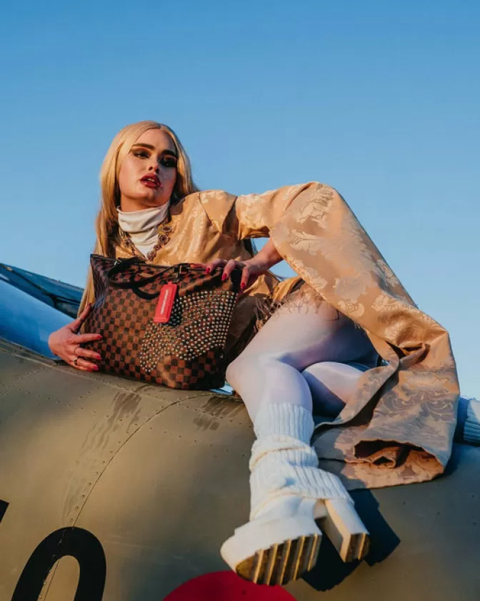 Sprayground Borsa Tote con Stampa Squali nella Città della Luce - Edizione Polaris