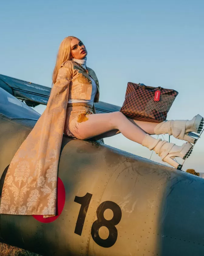 Sprayground Borsa Tote con Stampa Squali nella Città della Luce - Edizione Polaris