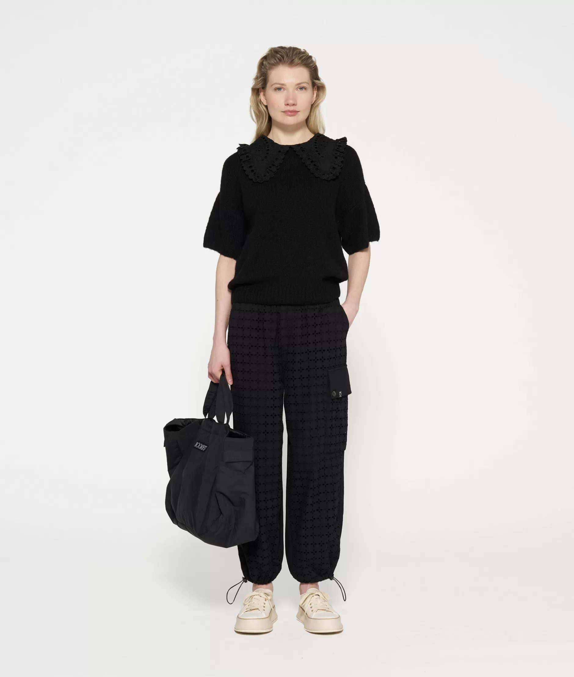 Maglino estivo 10DAYS con balze romantiche - Top donna manica corta in punto morbido, design confortevole e dettagli arricciati perfetti per look primaverili