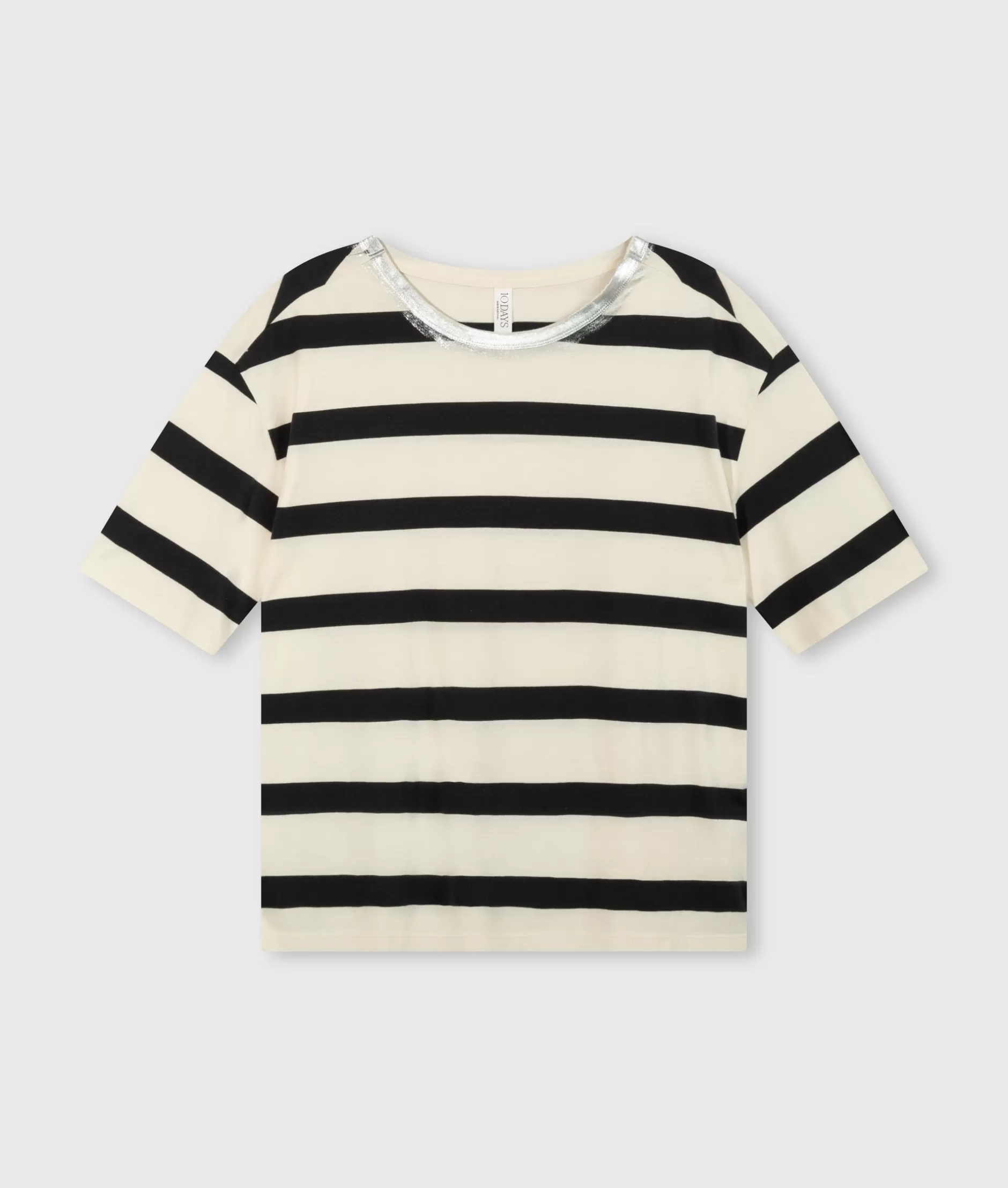 10Days Donna - Maglietta Righe a Maniche Corte con Tocco Casual, Perfetta per Stile Estivo Comodo e Fresco
