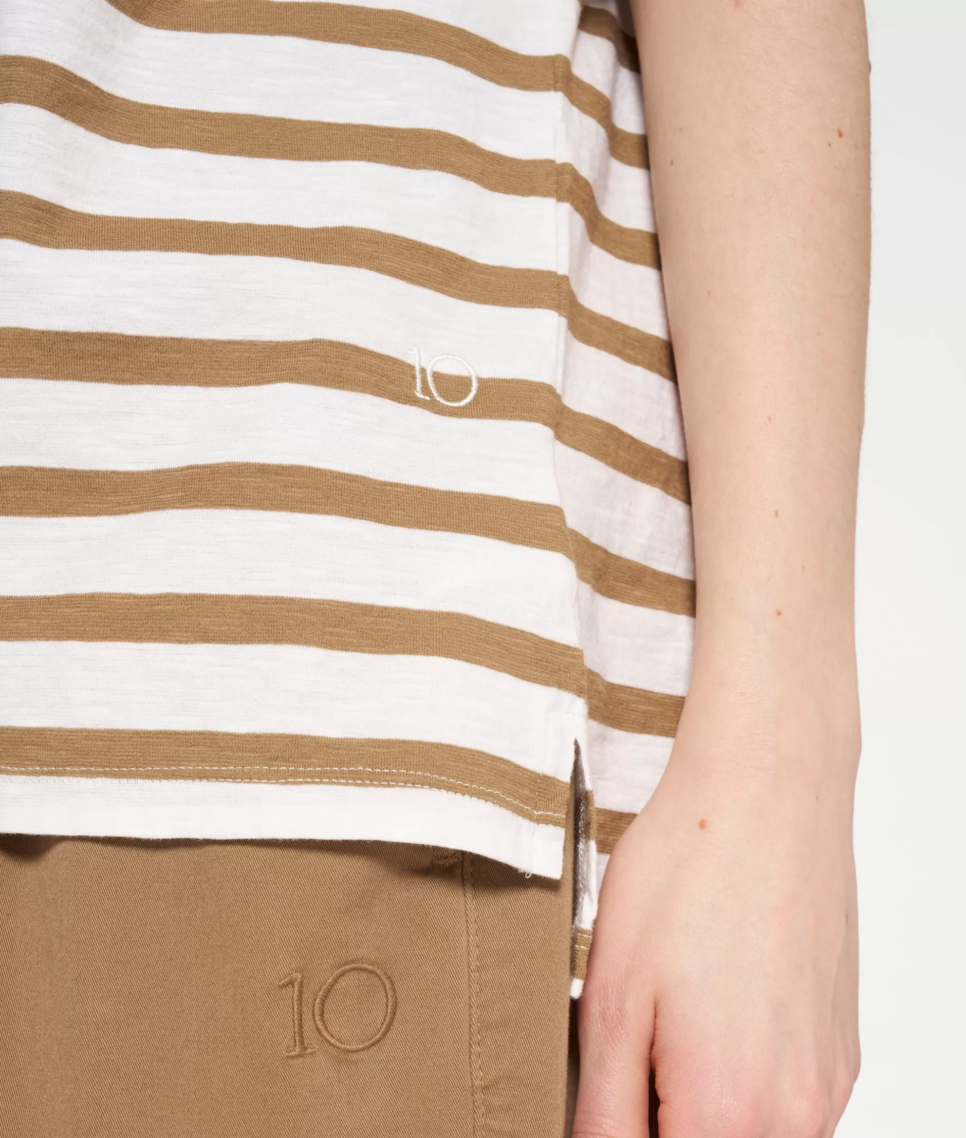 Damen 10DAYS Maglietta Manica Corta con Righe - T-Shirt Casual a Strisce Verticali, Confezione Comoda e Design Classico per Stile Quotidiano
