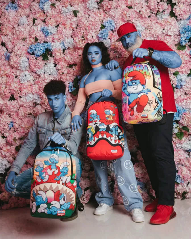 Zaini Sprayground Originali - Design con Puffi e Squalo in Stile Dinamico