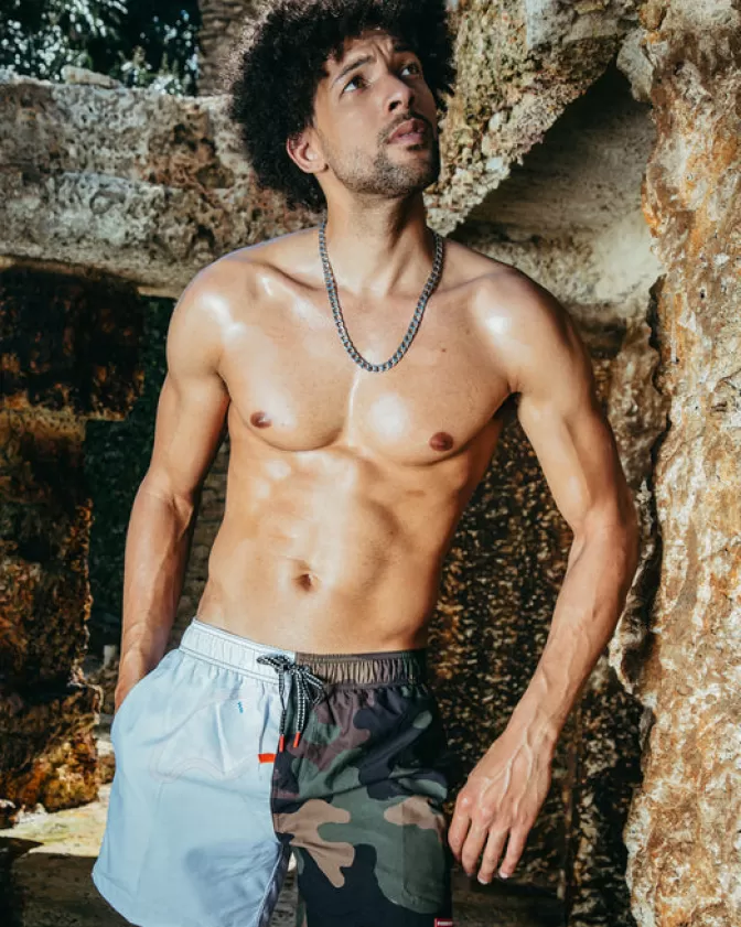 Sprayground Costumi da Bagno Uomo - Motivo Camouflage Squarciato con Stampa Shoto, Design Sportivo e Impermeabile per Nuoto Avventuroso