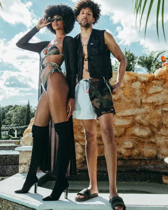 Sprayground Costumi da Bagno Uomo - Motivo Camouflage Squarciato con Stampa Shoto, Design Sportivo e Impermeabile per Nuoto Avventuroso