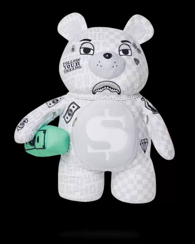 Zaini Sprayground Collezione Split the Check - Peluche MoneyBear con Design Orso Teddy (Edizione Limitata Perla)

：

Zaini Unicornio Sprayground - Linea Split the Check con Orsetto MoneyBear in Tessuto Perlato (Design Esclusivo)