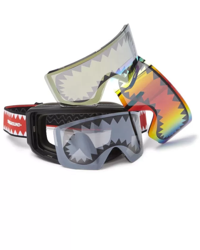 Occhiali da Sci Sprayground Stile Squalo - 3 Lenti Intercambiabili Impermeabili per Avventure Invernali