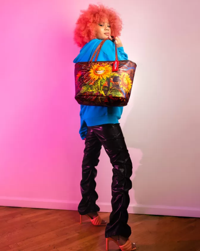 Sprayground Borsa Tracolla con Stampa Girasole Sorridente - Edizione Esclusiva Ron English