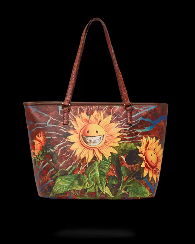 Sprayground Borsa Tracolla con Stampa Girasole Sorridente - Edizione Esclusiva Ron English