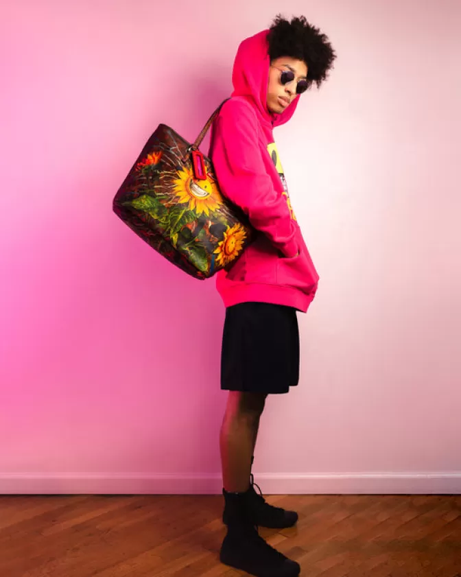 Sprayground Borsa Tracolla con Stampa Girasole Sorridente - Edizione Esclusiva Ron English