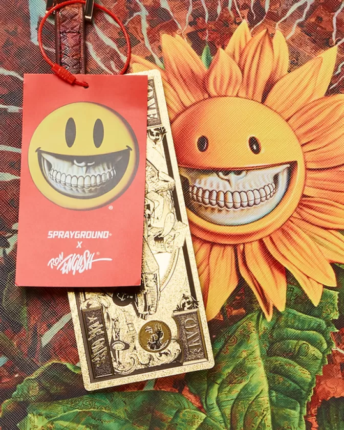 Sprayground Borsa Tracolla con Stampa Girasole Sorridente - Edizione Esclusiva Ron English