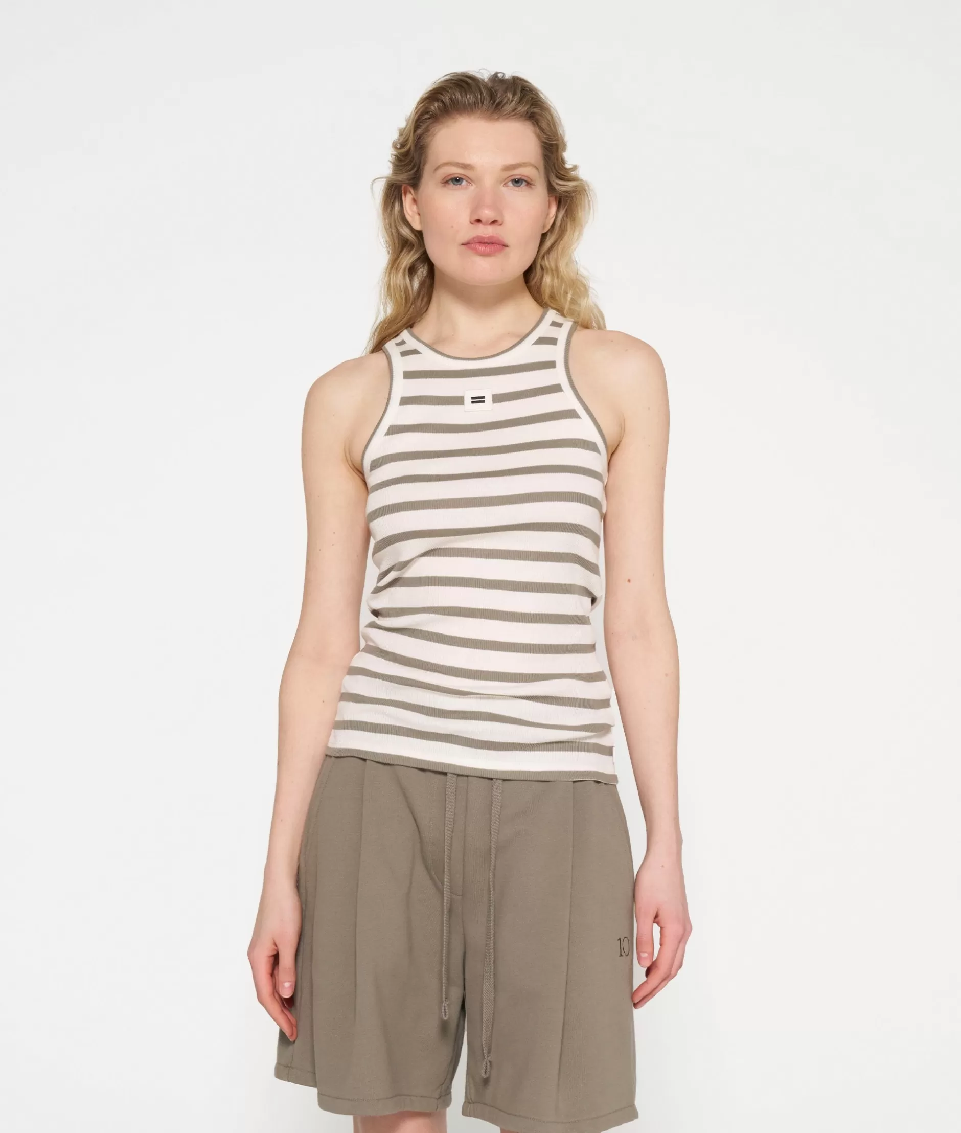 Maglietta Canottiera Donna 10DAYS - Strisce Ruvide in Cotone per Stile Fresco ed Elegante