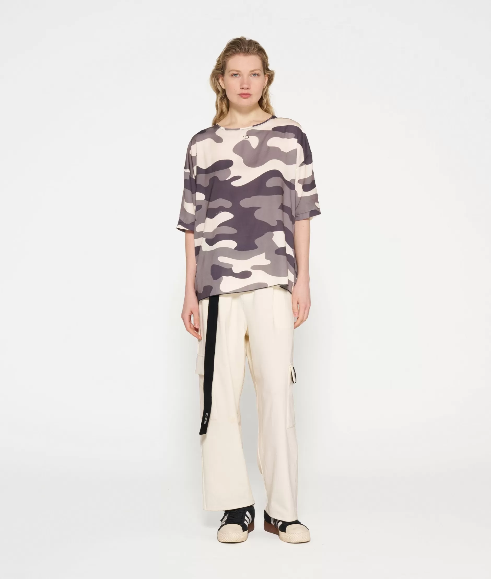 10DAYS Camicia Casual Donna con Stampa Mimetico - T-Shirt Style Confortevile per Look Urbani