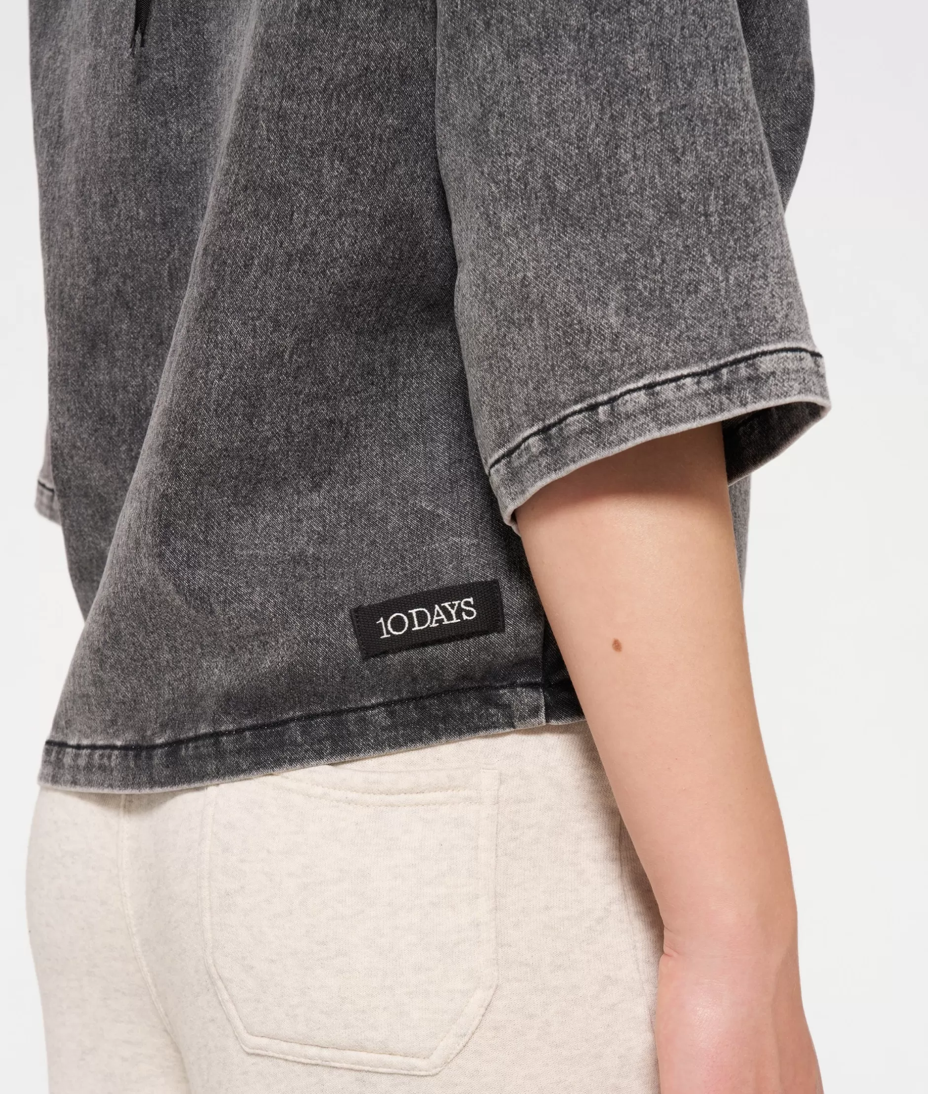 Donna 10DAYS - T-Shirt Casual con Taglio Jogger in Denim Lavato