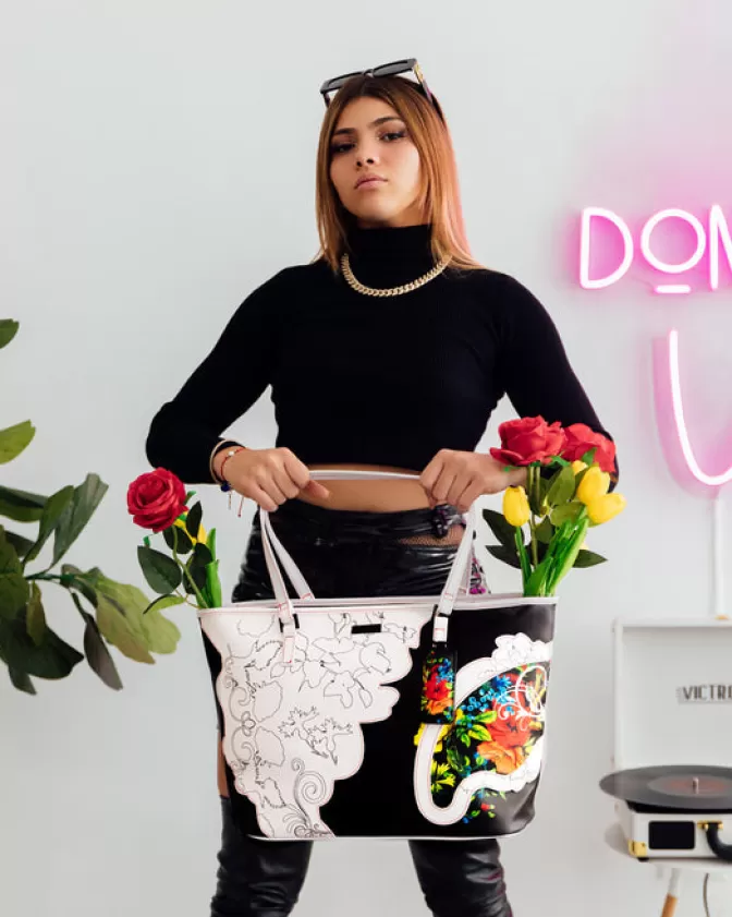 Sprayground - Shopping Bag in Tema Floreale con Dettagli Artistici | Borse Donna Stile Unico