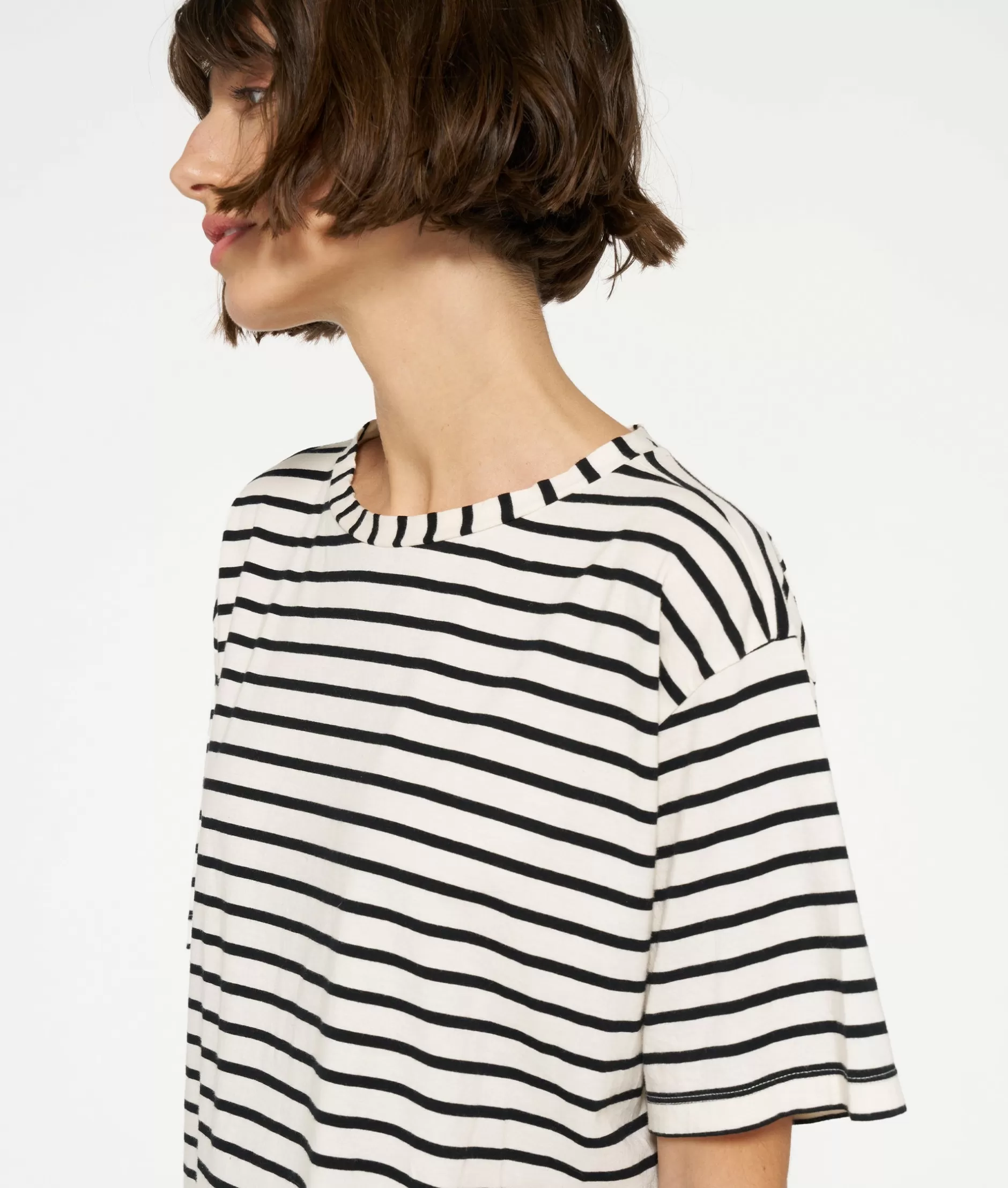 Maglietta Donna 10DAYS - Strisce Moderne in Cotone Essenziale, Design Versatile per Stilismo Casual
